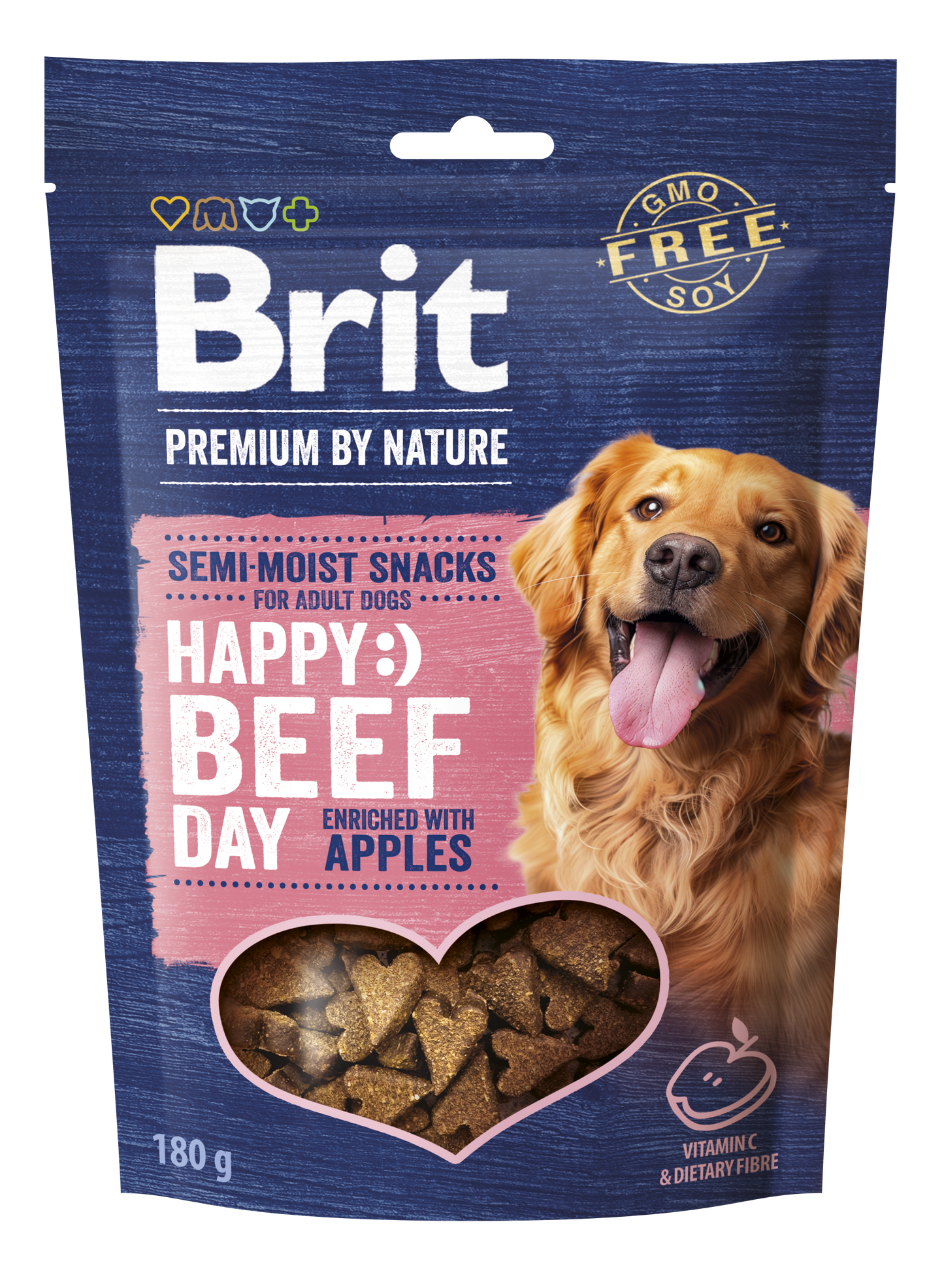 BRIT Premium by Nature Félnedves jutalomfalat kutyáknak Marhahús almával 180 g