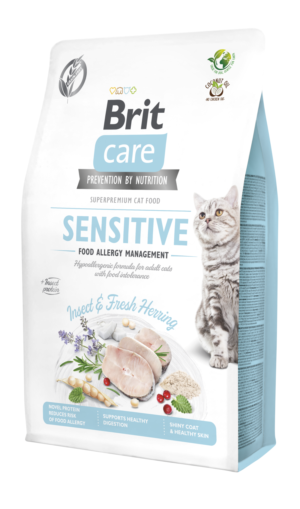 Brit Care Cat SENSITIVE FOOD ALLERGY MANAGEMENT ROVAR ÉS FRISS HERING Hipoallergén, Gabonamentes
