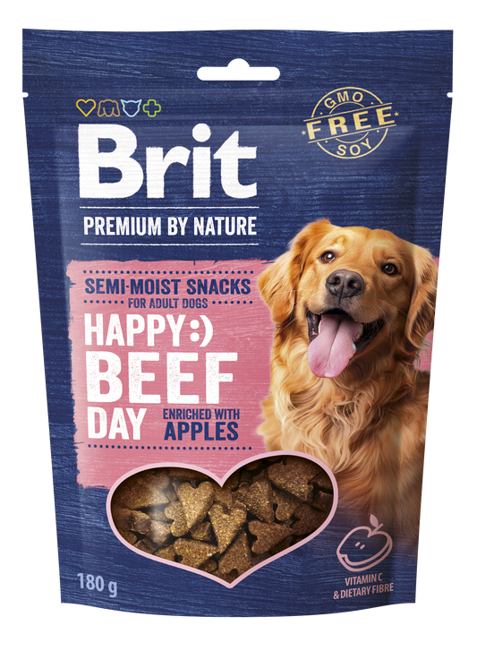 BRIT Premium by Nature Félnedves jutalomfalat kutyáknak Marhahús almával 180 g