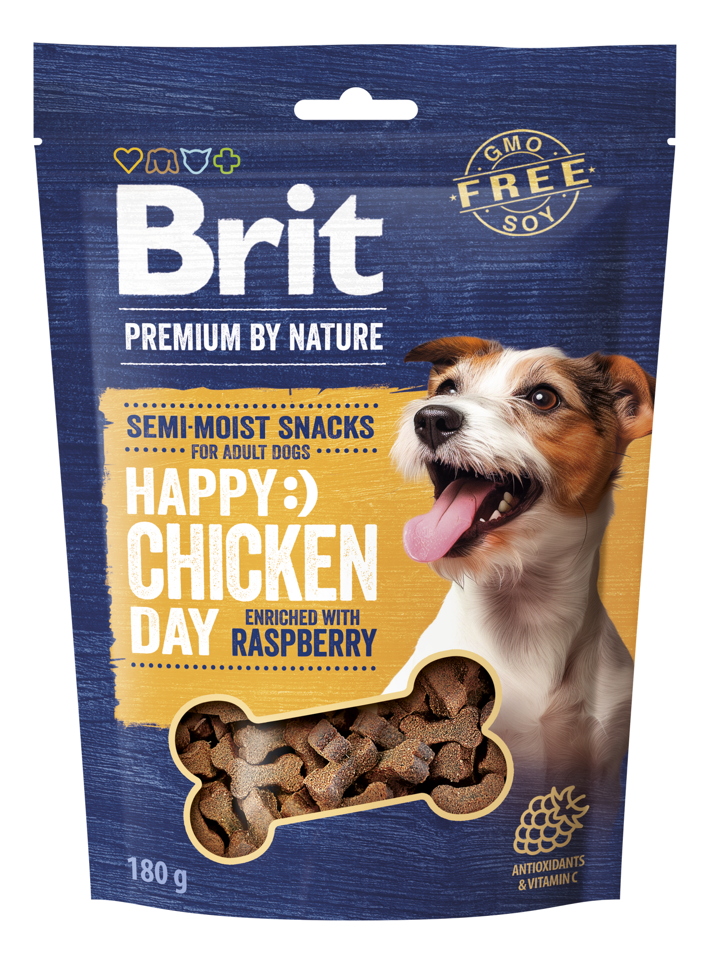 BRIT Premium by Nature Félnedves jutalomfalat kutyáknak Csirkehús málnával 180 g