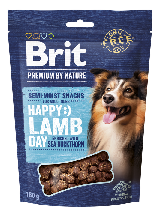 BRIT Premium by Nature Félnedves jutalomfalat kutyáknak Bárányhús homoktövissel 180 g