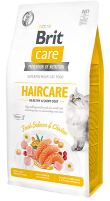Brit Care Cat HAIRCARE LAZAC & CSIRKE Hipoallergén, Gabonamentes