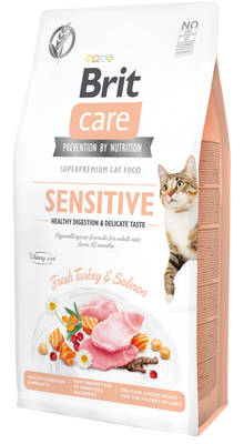 Brit Care Cat SENSITIVE PULYKA & LAZAC Hipoallergén, Gabonamentes