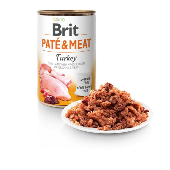 <b>AKCIÓ !</b><br>Brit Paté & Meat 6x400 g<br>PULYKA<br>4.950 Ft helyett 3.690 Ft<br>Lejárat 2023.10.07.
